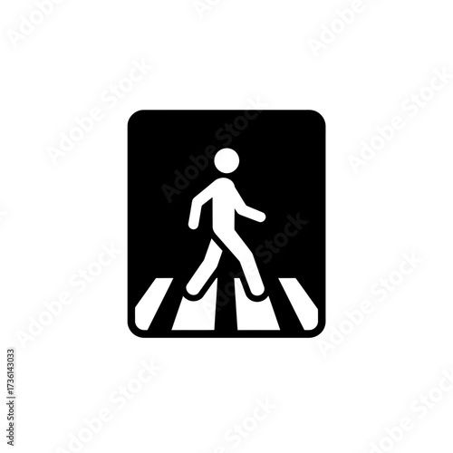 Pedestrian Crossing Sign with Walking Person Icon