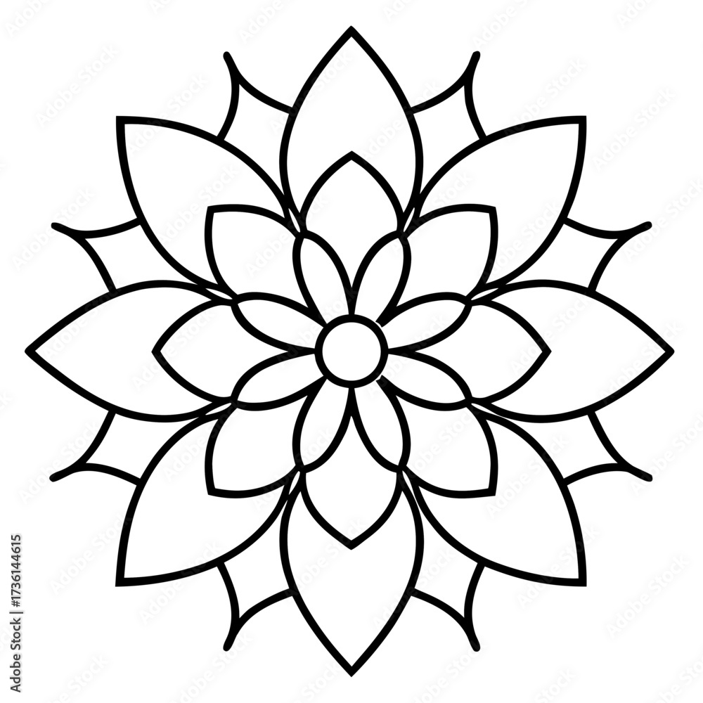 Obraz premium Elegant circular flower mandala line art