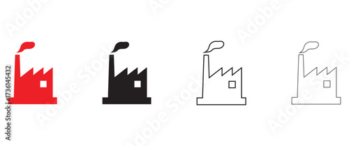 factory industrial pollution vector, factory with smoke vector, silhouette and line art