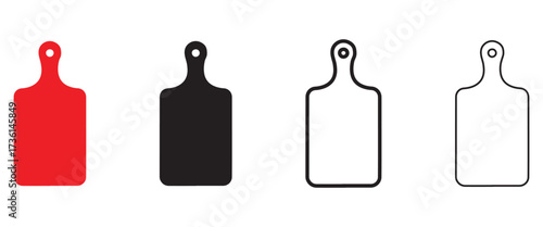 kitchen chopping board vector icon, cutting board vector, silhouette and line art