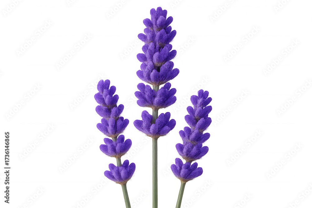 Naklejka premium Lavender flower sprigs on transparent background, showing herbal aromatherapy and natural beauty concept