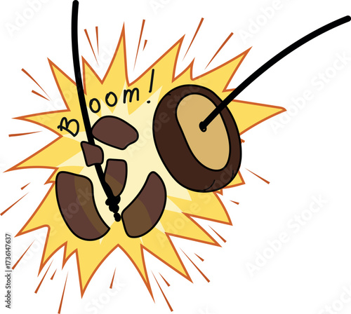 Horse-chestnuts on string. Illustration to traditional game of conkers.	