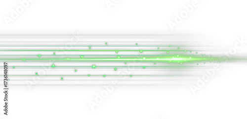 Green Light Effect with Horizontal Lines in Motion Isolate On Transparent Background, cutout, png