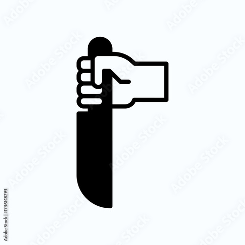 Hand Holding Knife Vector Icon: Perfect for Halloween themes, Horror, and spooky
