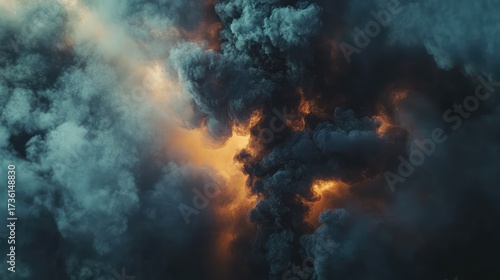 Wallpaper Mural Dark smoke and fire creating abstract chaos Torontodigital.ca