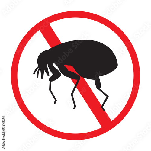 Anti Flea Prohibition Sign Icon Vector