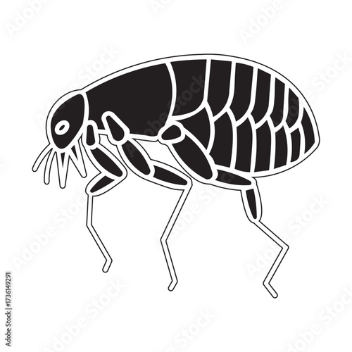 Flea Illustration in Black and White Icon Vector Illustrations