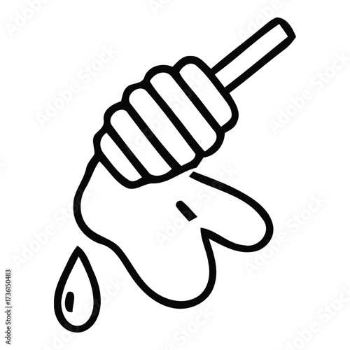 Honey dipper with dripping honey on a white background, stick, drop, vector illustration.