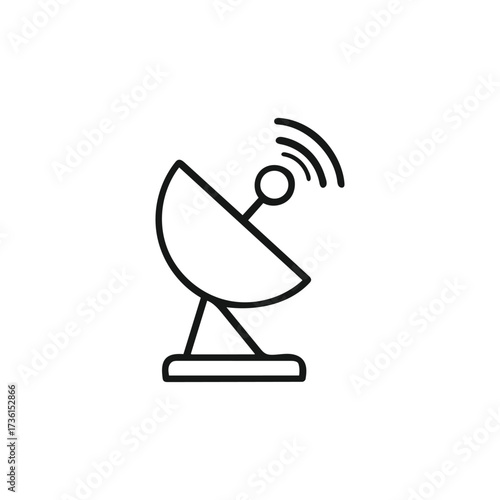 Satellite dish icon transmitting signal for global communication system