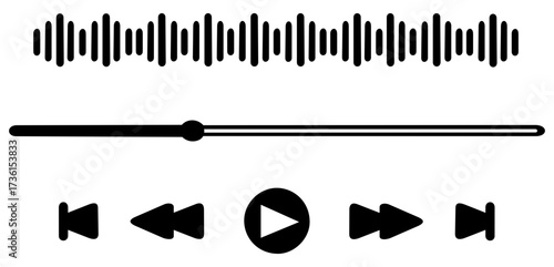 Music player aesthetic interface. Editable color vector