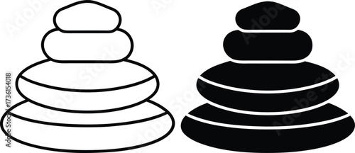 Stacked Spheres Toy Outline and Silhouette on White Background stacking toy baby toy
