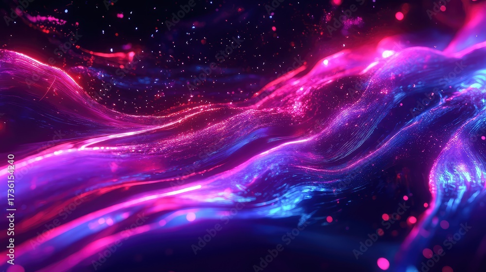 Fototapeta premium Digital wave abstract displaying neon light particles