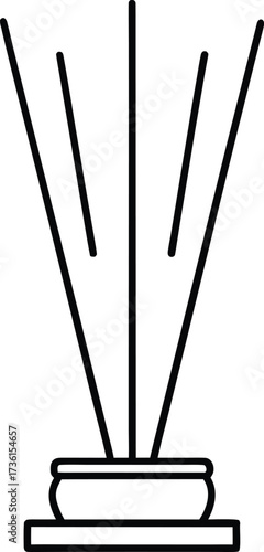 Line Art Icon of a Bowl Reed Diffuser with Sticks on White Background aroma diffuser