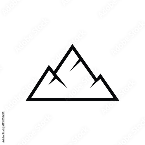 Minimalist mountain range outline presents a bold and simple design against a white background