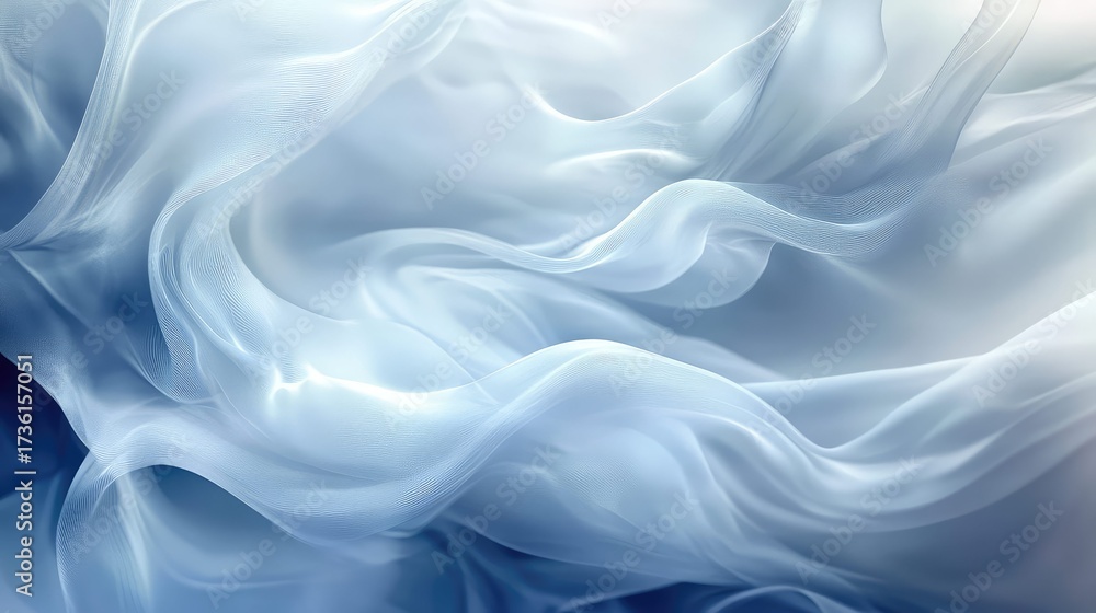 Obraz premium Flowing blue silk fabric creating abstract soft waves