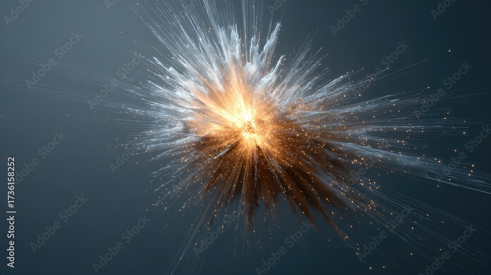 Obraz premium Abstract energy explosion with glowing particles expanding