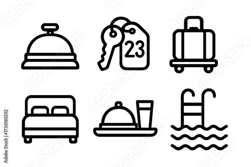 Vector Illustration of Hotel Service Icons
