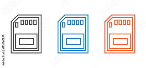 memory card icon set isolated on white background