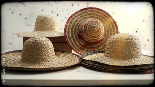 Wallpaper Mural Straw Hat Collection Woven Elegance in Summer Headwear Torontodigital.ca