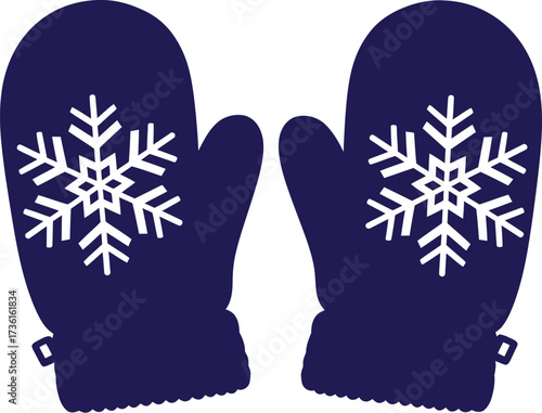 Winter mittens with snowflake design on a white background