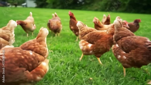 Wallpaper Mural Hens on the Loose A Flock of Chickens Grazing in Green Pasture Torontodigital.ca