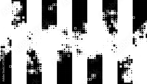 Black and white abstract transition pattern with pixel effect for modern background and design element. Editable graphic resource. Vector Format Illustration 