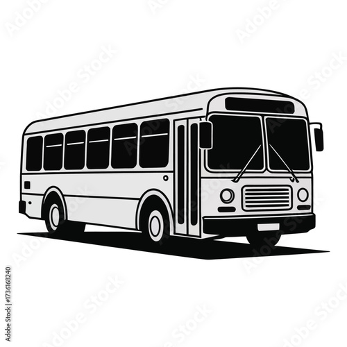 Minimal black and white line art illustration of a bus , bold clean outline, no shading, simple smooth curves, isolated on white background, vector style, high contrast, perfect for logo and packaging
