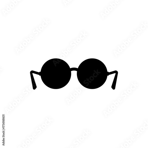 Black silhouette of round glasses. Vector illustration.