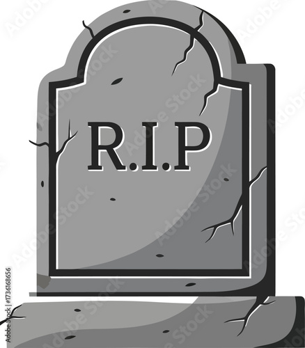 Cartoon gravestone with r.i.p. on a white background