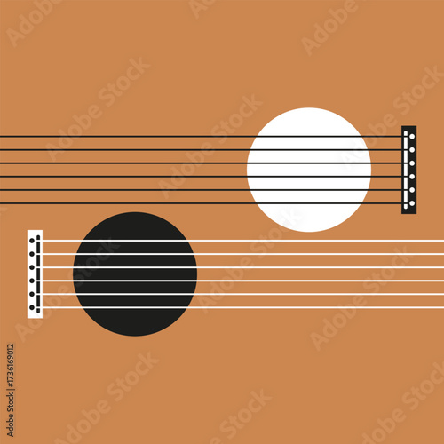 Background with guitar strings. Vector illustration.
