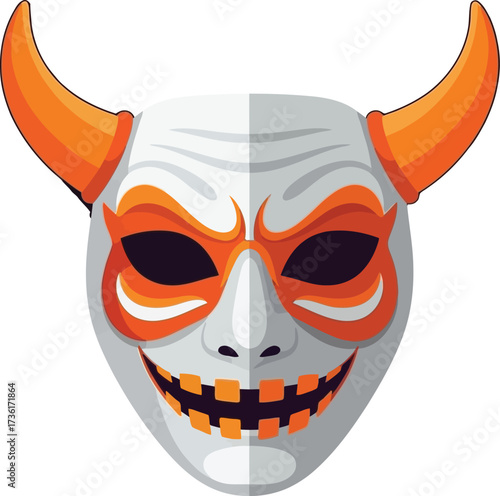 Vector illustration of a halloween mask with orange horns