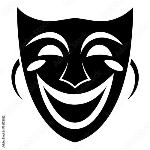 Theater masks vector clean black silhouette design white background