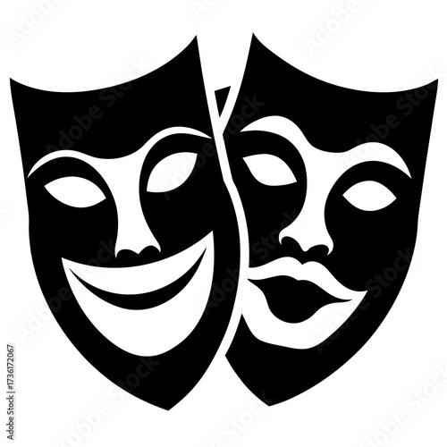 Theater masks vector clean black silhouette design white background
