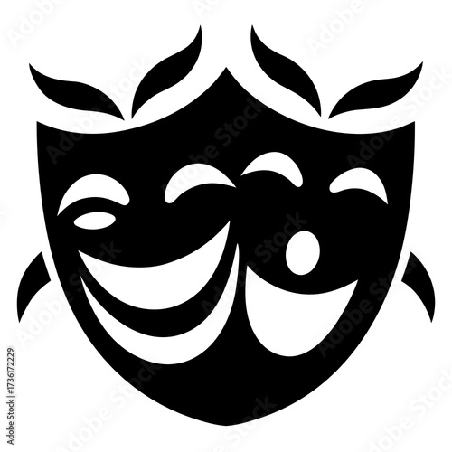 Theater masks vector clean black silhouette design white background