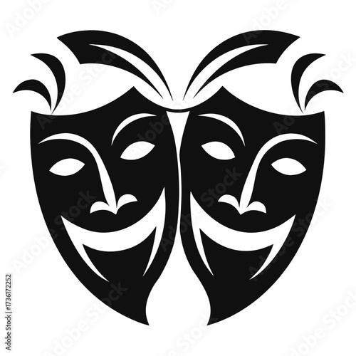 Theater masks vector clean black silhouette design white background