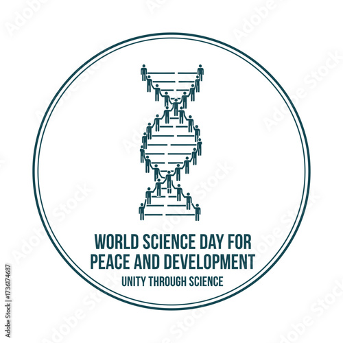 D N A helix formed by people unity symbol science