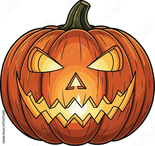 Cartoon jack o lantern with glowing eyes for halloween night