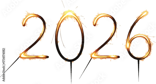 Sparkling 2026 new year celebration on a white background