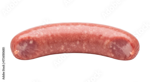 Isolated uncooked pork sausage, raw meat ingredient, ready for grilling or barbecue