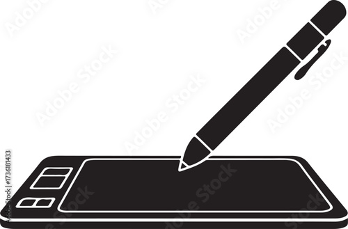 Digital tablet stylus silhouette vector