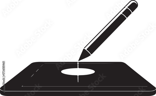 Digital tablet stylus silhouette vector