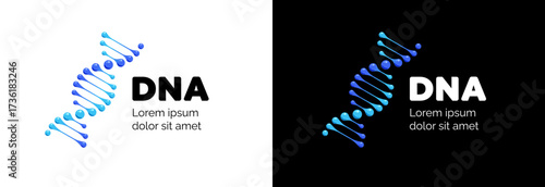 Abstract DNA helix logo vector. Modern medical and biotech design symbolizing genetics, heredity and evolution. Perfect for science, medicine, biology or molecular technology branding.