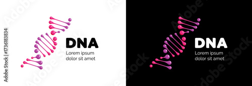 Stylized DNA spiral icon. Futuristic genetic logo concept with abstract infinity loop shape. Ideal for biotech, molecular research, genome studies, medicine and scientific innovation design.