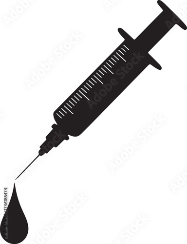 Insulin syringe silhouette vector 