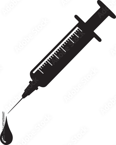 Insulin syringe silhouette vector 