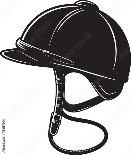 Jockey helmet whip silhouette vector