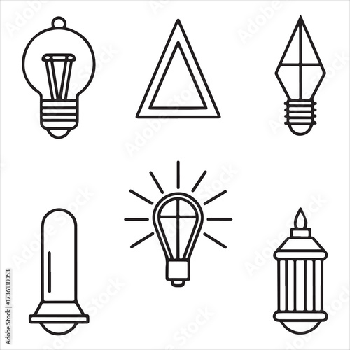 xenon lamp icons set outline