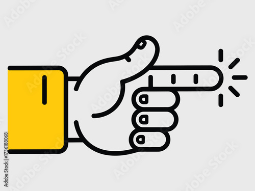 Illustration of a hand pointing with index finger, abstract graphic design concept