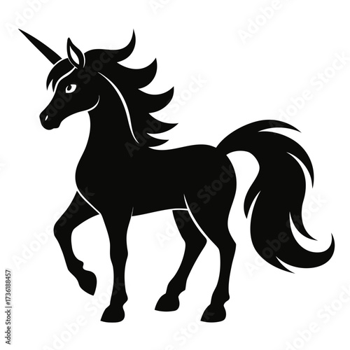 Unicorn vector clean black silhouette design white background