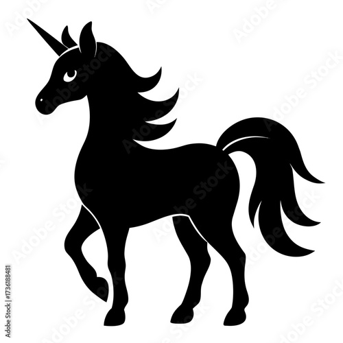 Unicorn vector clean black silhouette design white background